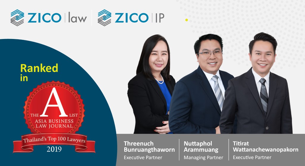 Three ZICO Law partners ranked among the Top 100 Lawyers in Thailand 